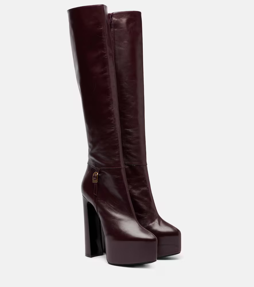 Saint Laurent Nico leather platform knee-high boots | Mytheresa (UK)