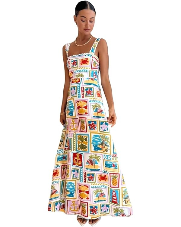 Personalized Graffiti Strap Strapless Sexy lace Dress, Women's Large Hem Printed Strap Long Skirt | Amazon (US)