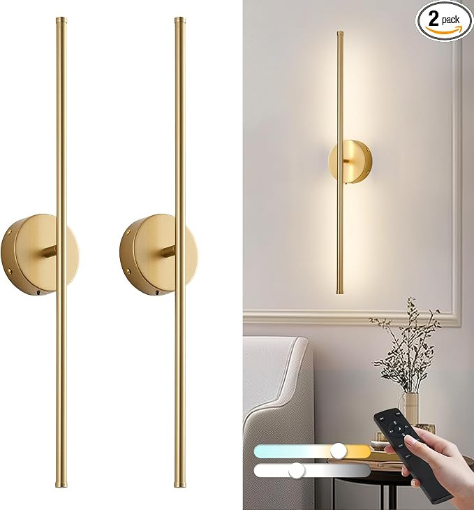 Removable Battery Operated Wall Sconces with Remote Control 350°Rotate LED Wireless Wall Lights ... | Amazon (US)