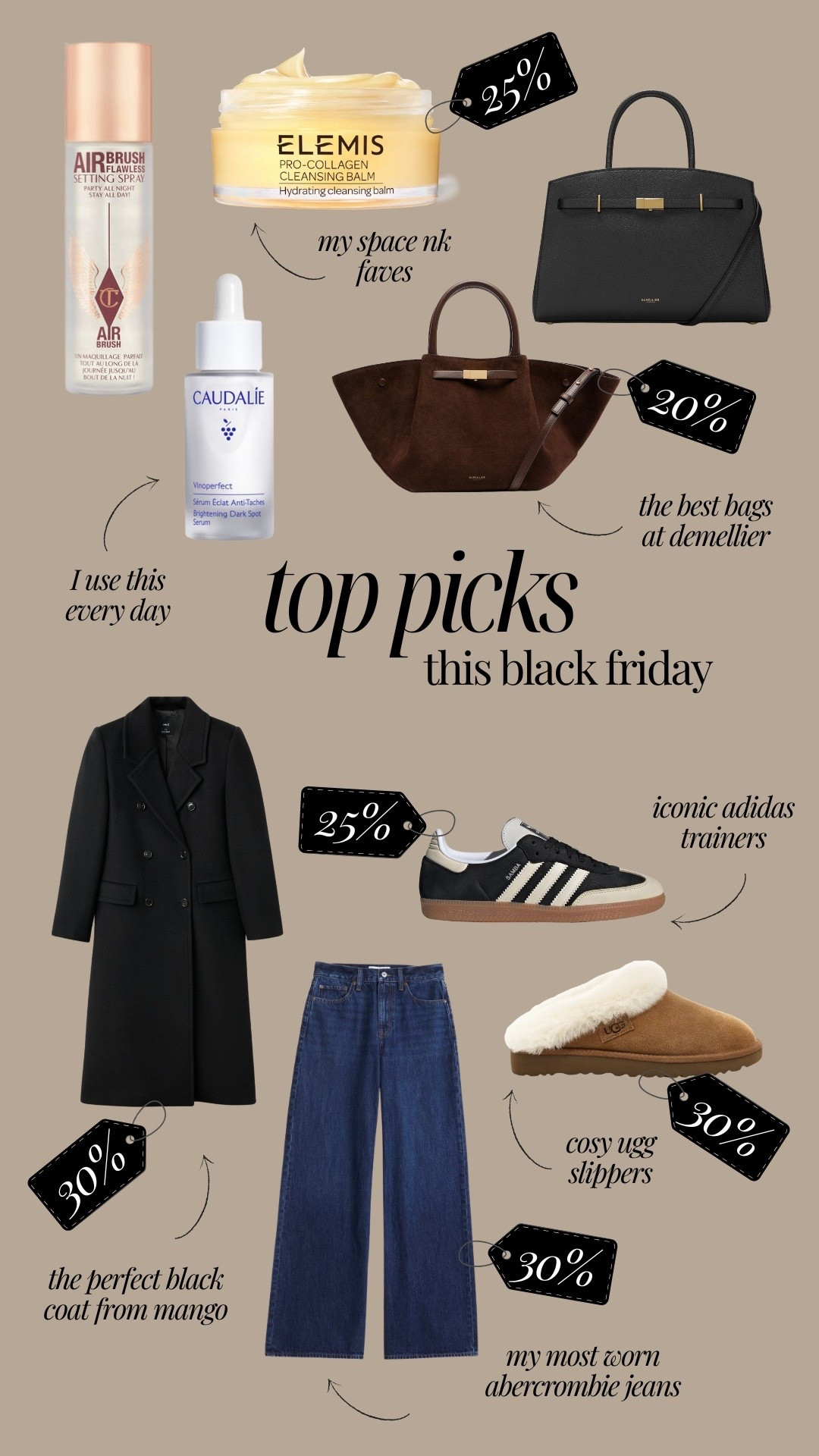 My top picks this Black Friday 🖤 from beauty and skincare at Space NK, gorgeous bags at Demellier, winter wardrobe essentials from Mango, Adidas, Abercrombie and UGG

#LTKCyberWeek #LTKwinter #LTKgiftguide