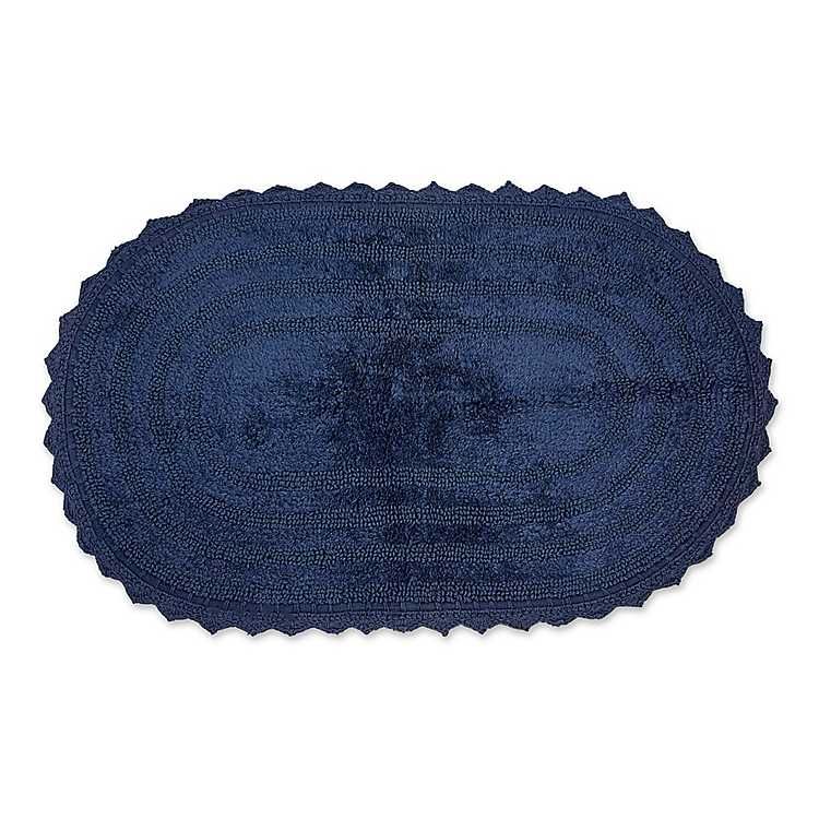 Oval French Blue Crochet Bath Mat | Kirkland's Home