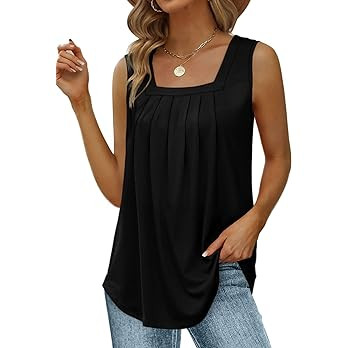 Saloogoe Sleeveless Tops for Women 2026 Trendy Square Neck Tank Tops Summer Outfits Date Beach Va... | Amazon (US)
