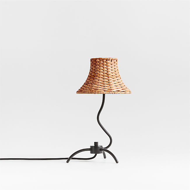 Bibelot Wavy Black Metal Mini Table Lamp with Rattan Shade by Athena Calderone + Reviews | Crate ... | Crate & Barrel