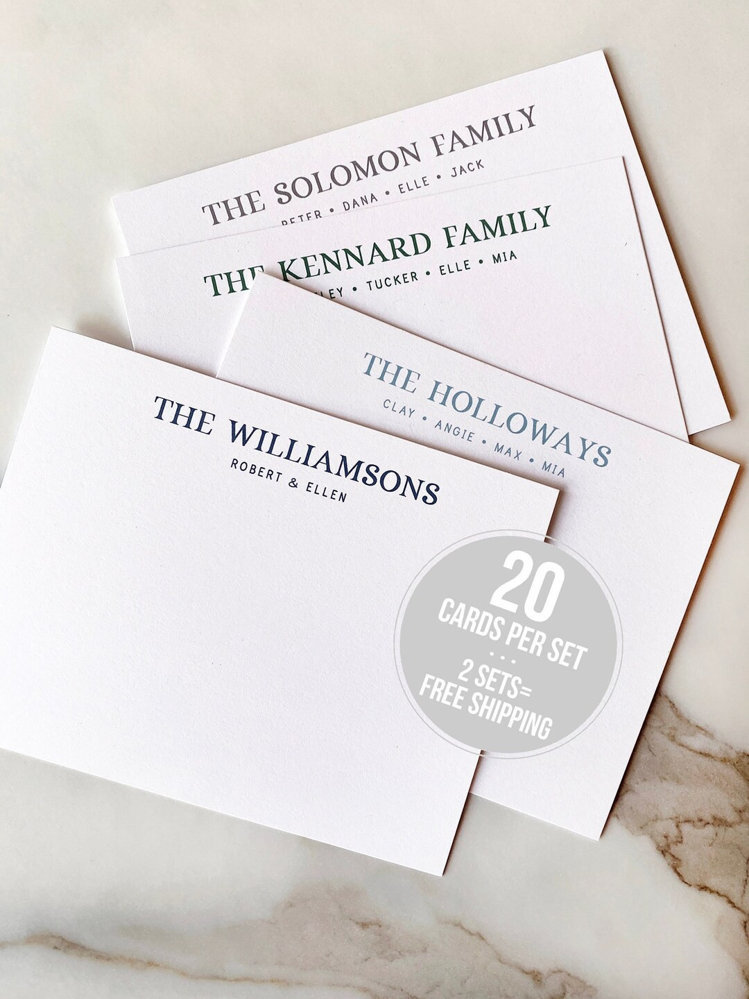 Personalized Stationery Classic Font Family Stationary -  Simple Family Stationery Set Flat Note ... | Etsy (US)