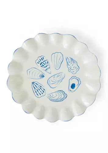 Blue Rim Scallop Oyster Platter | Belk