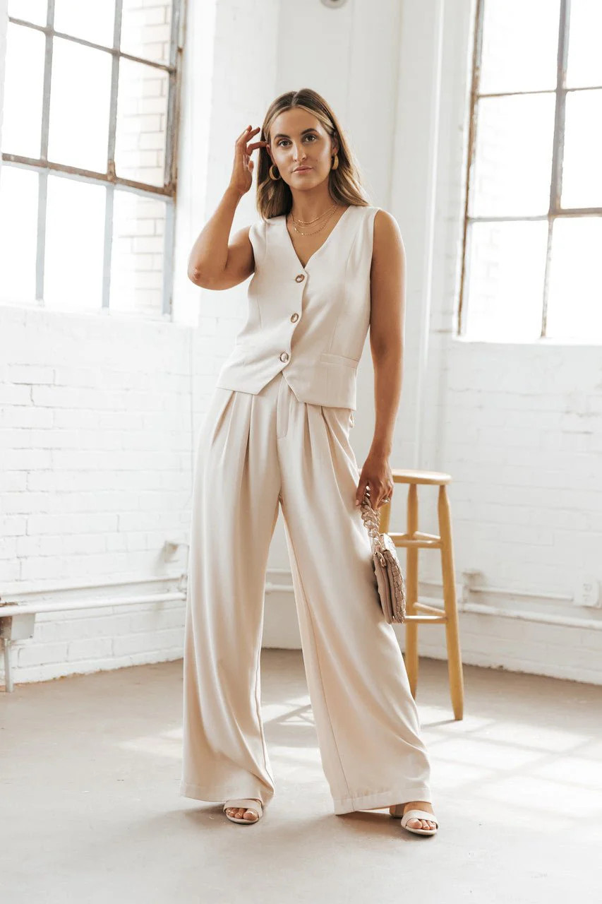 Cream Pleated Wide Leg Pants | Magnolia Boutique | Magnolia Boutique