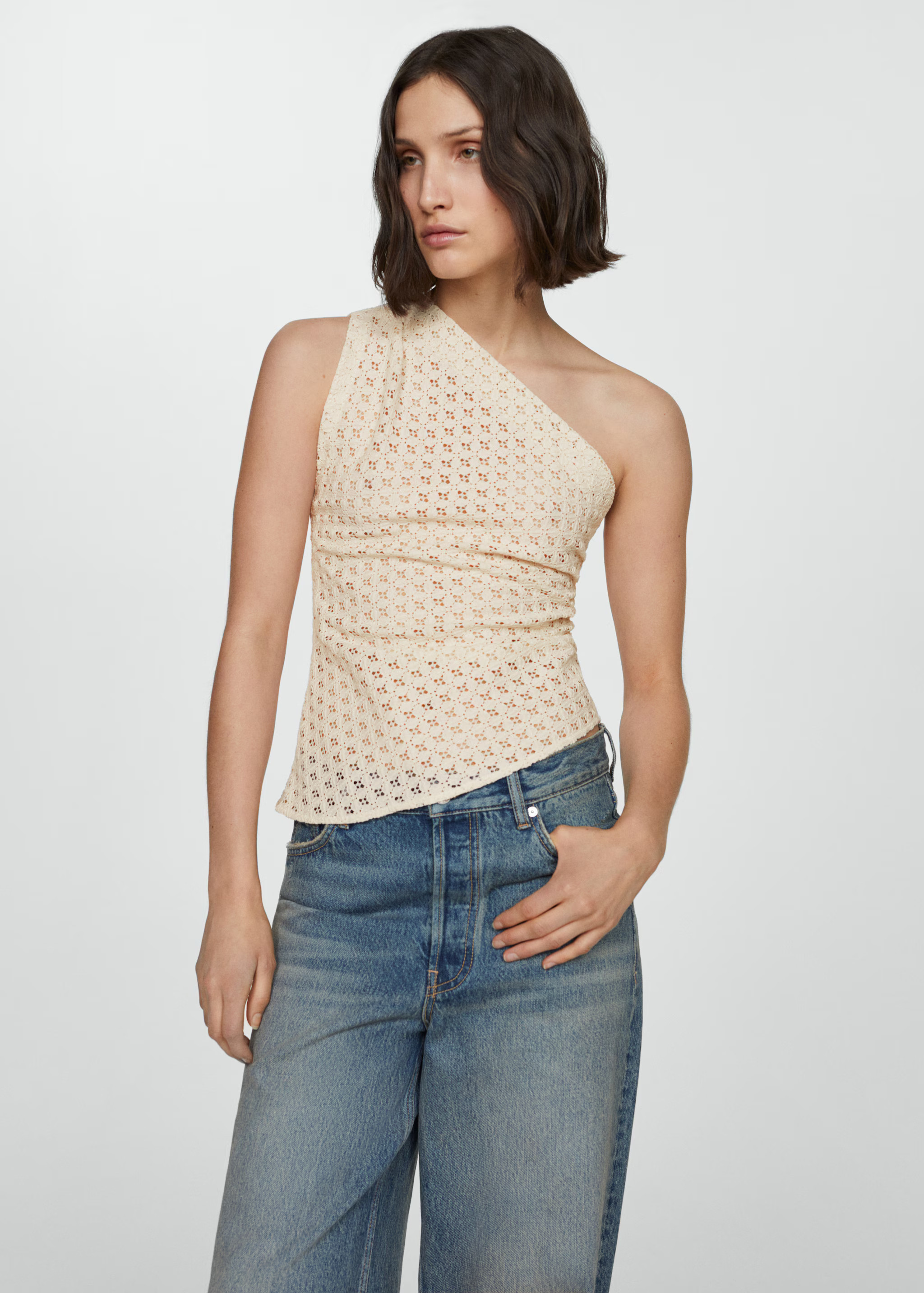Asymmetrical openwork top | MANGO (UK)