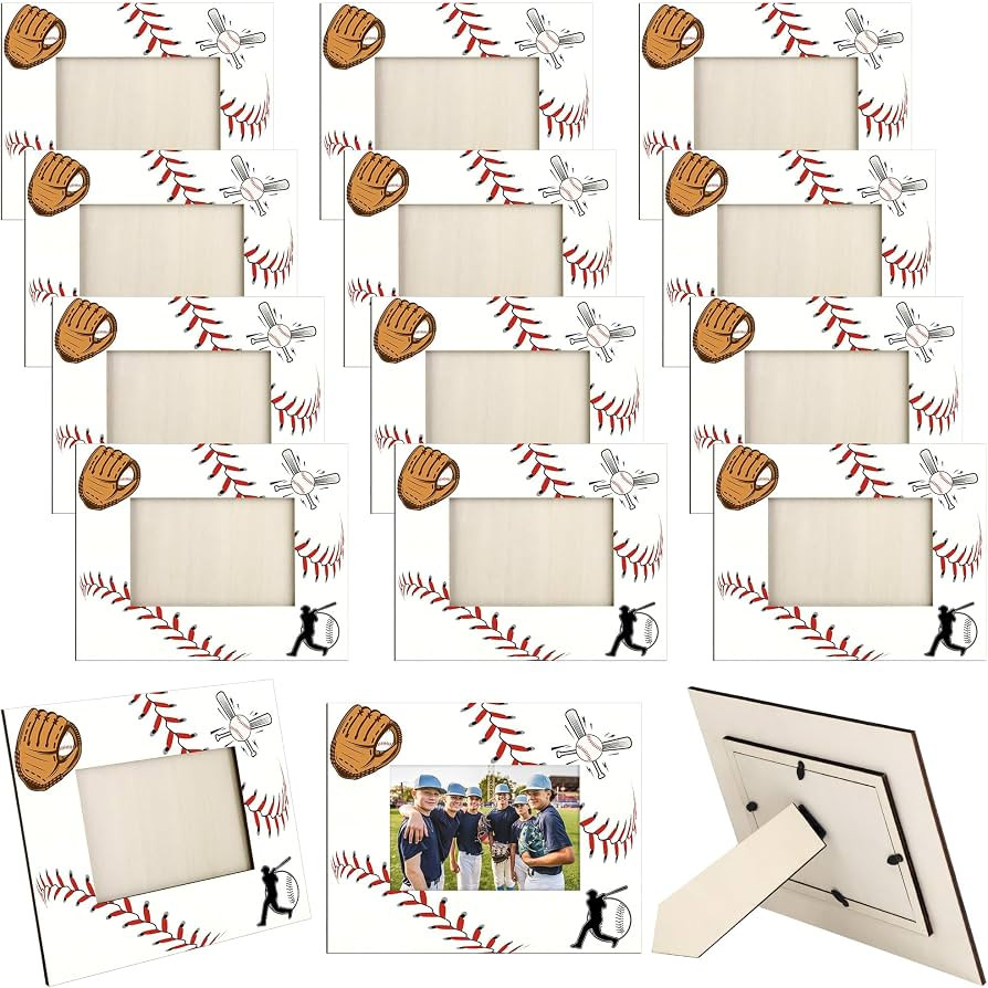 Aneco 12 Pieces Baseball Picture Frame 8 x 10 Inch Baseball Pattern Photo Frames Baseball Wooden ... | Amazon (US)