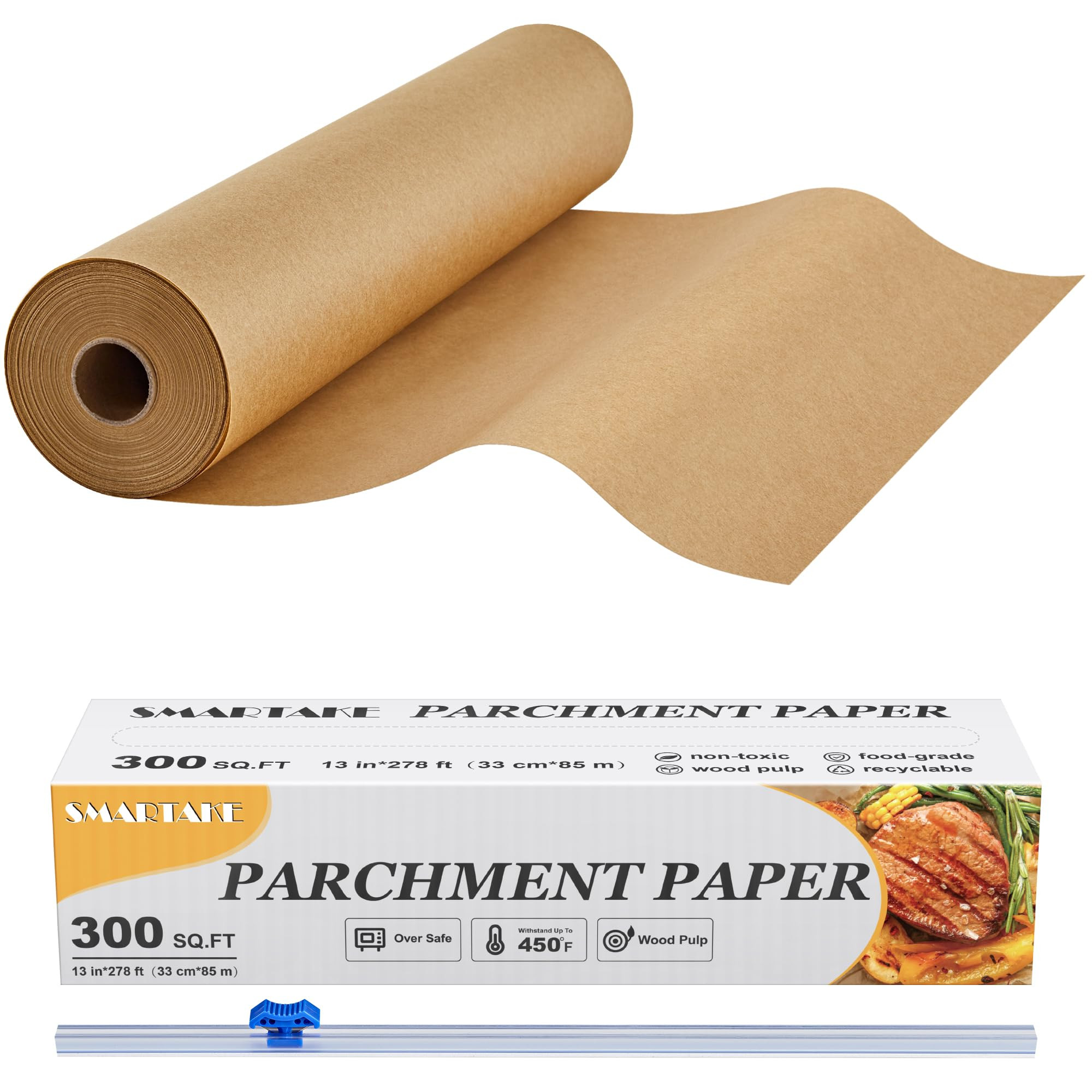 SMARTAKE Parchment Paper Roll for Baking, 13 in x 278 ft, 300 sq.ft, Non-Stick Baking Paper Sheet... | Amazon (US)
