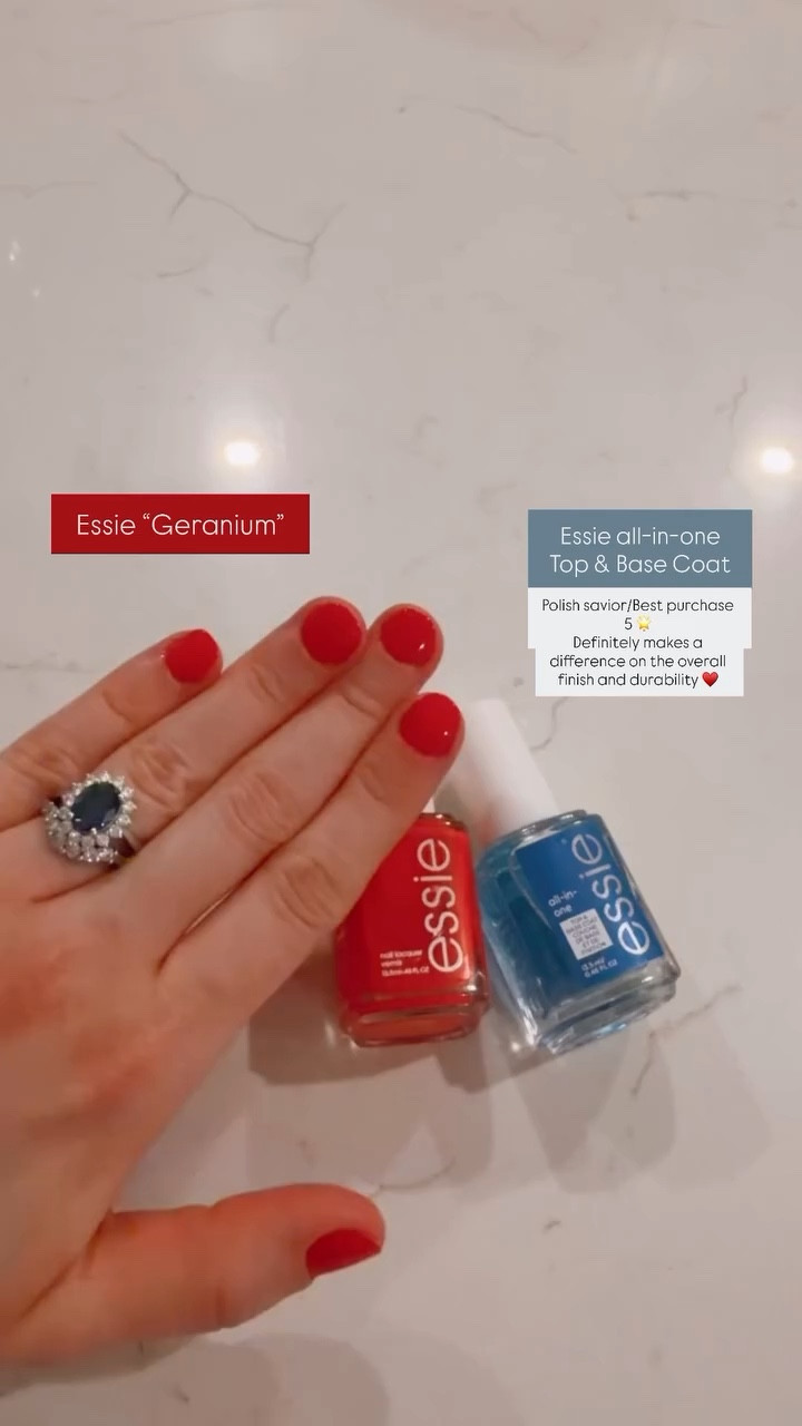 A classic red nail moment ❤️
Essie “Geranium” with the Essie all-in-one top & base coat. The top coat really makes the color last and keeps the finish looking glossy.

#LTKBeauty #LTKgrwm #LTKselfcare