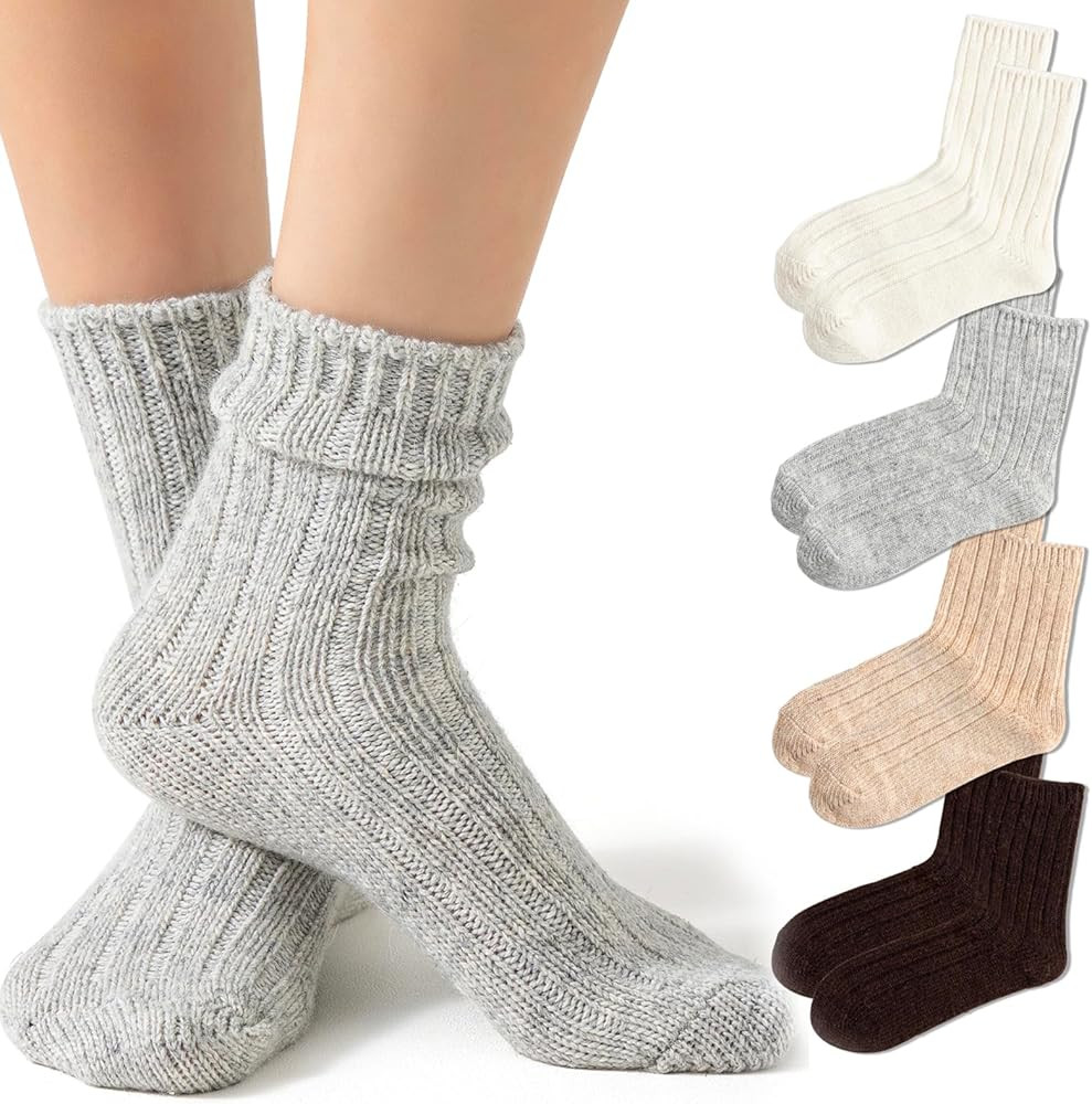 Crew Socks For Women Multipairs Cotton Cushioned Athletic Socks Retro Slouch Socks Mid Calf Rib T... | Amazon (US)