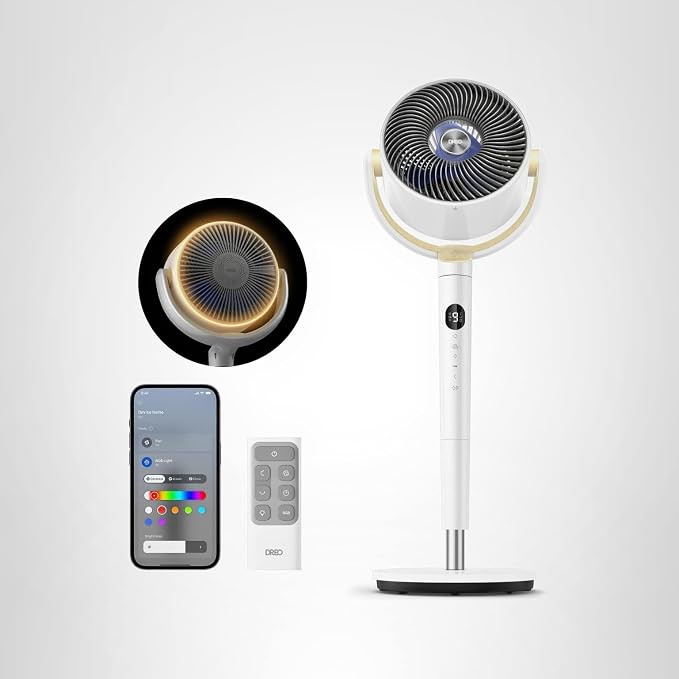 DREO Smart Fan for Bedroom, 120° +120° Omni-Directional Oscillating Fans, 100ft Quiet Pedestal ... | Amazon (US)