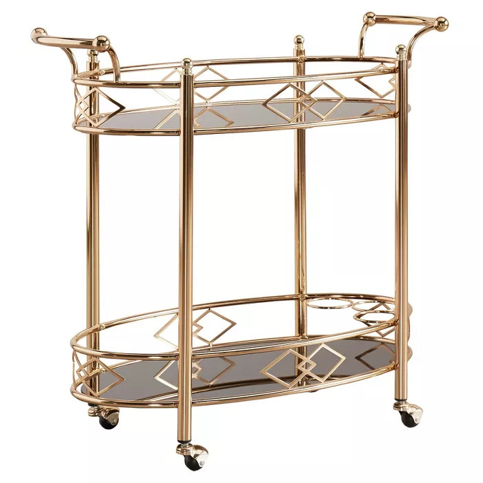 Annie Vintage Metal & Glass Bar Cart - Rose Gold - Inspire Q | Target