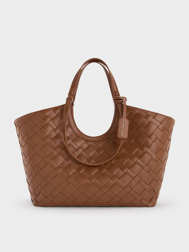 Ivette Woven Tote Bag
    
         - Chocolate | Charles & Keith US