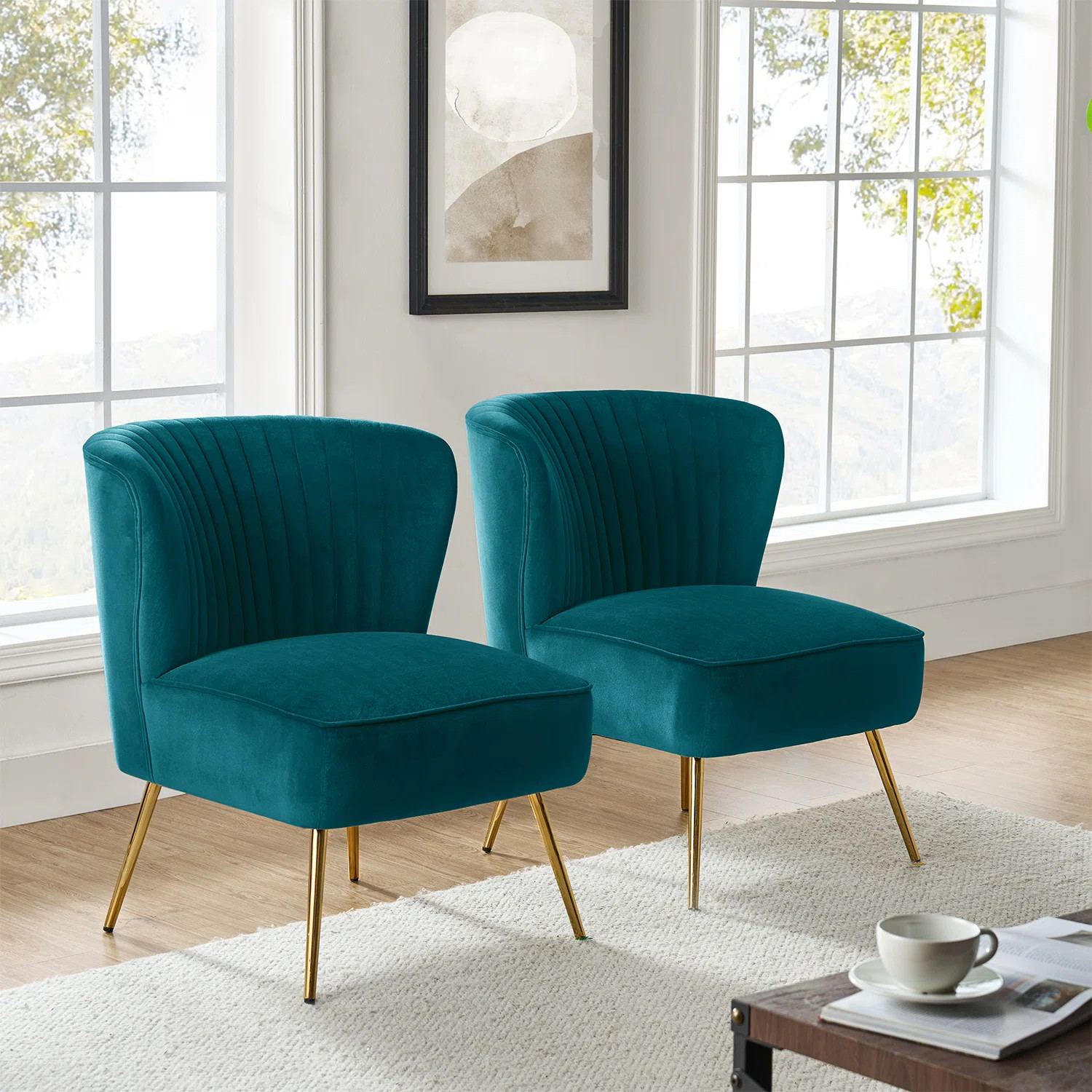 Euclid 26" Wide Tufted Velvet Accent Side Chair (Set of 2) | Wayfair North America