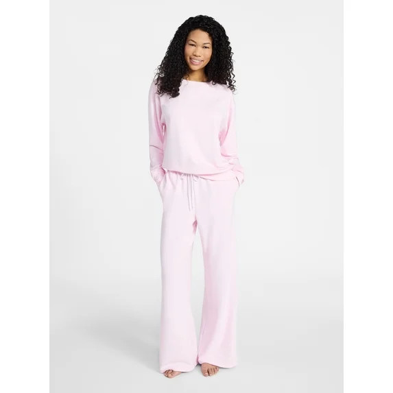 No Boundaries Cozy Sleep Long Sleeve Top and Pants Set, 2-Piece, Women’s XXS-3X | Walmart (US)