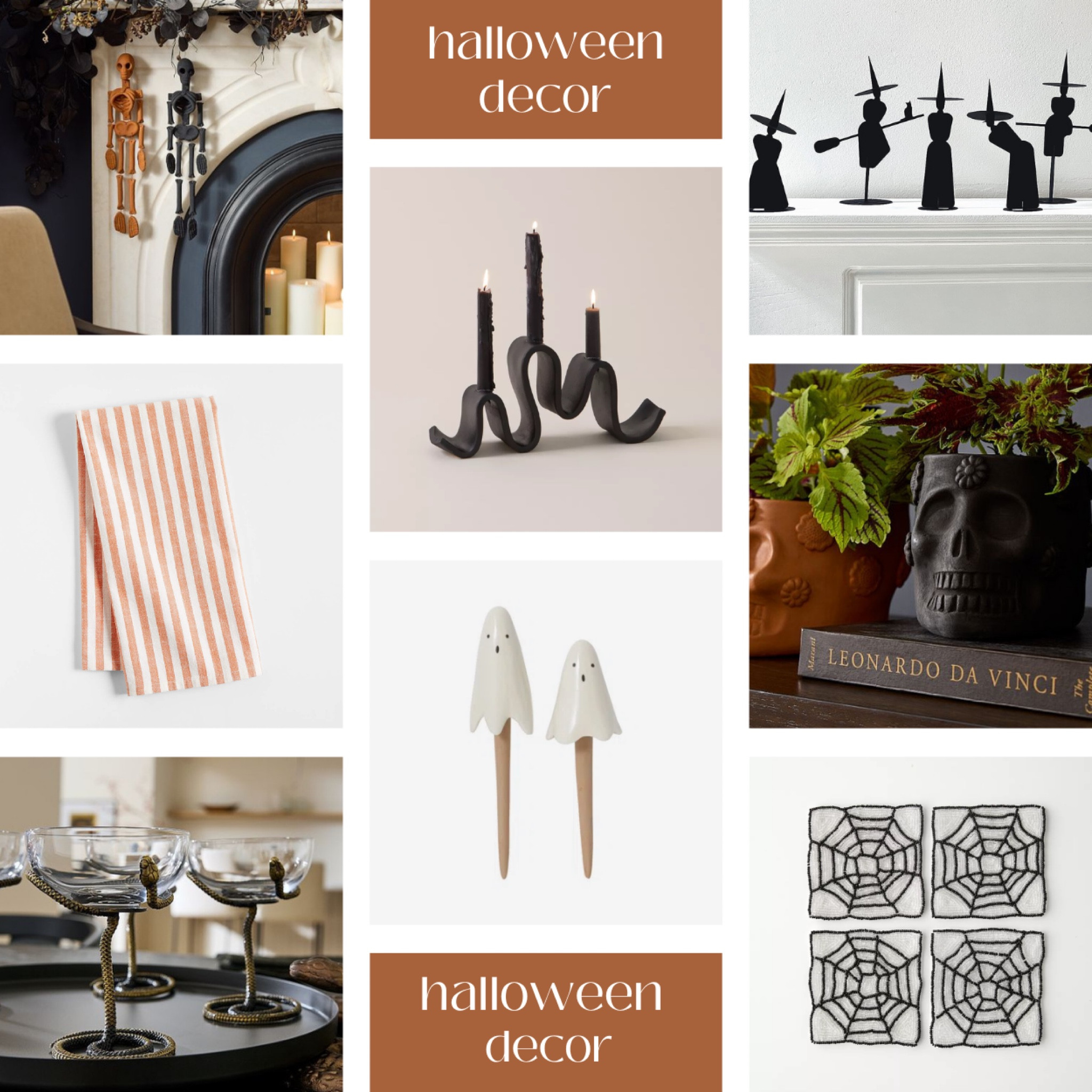 Halloween decor - I especially love the terracotta skeletons and the SIN candle holder. Ghost - witch - snake - spiderweb - home decor - spooky

#LTKunder100 #LTKSeasonal #LTKhome