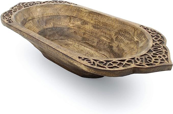 Norse Tradesman Hand-Hewn Bread Bowl - Decorative Viking Design - (26 Inch) | Amazon (US)