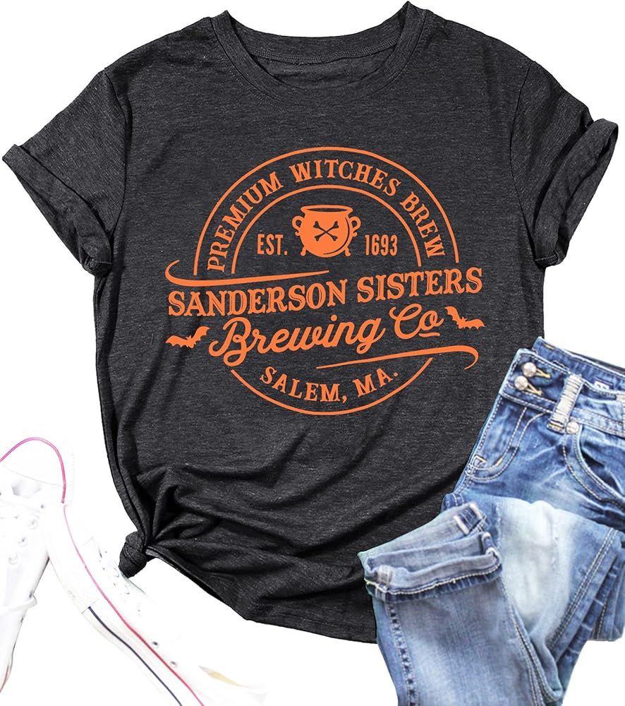 Halloween T Shirt for Women Funny Graphic Tees Hocus Pocus Tshirt Short Sleeve Fall Shirts Top | Amazon (US)