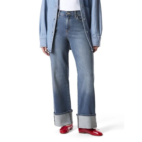 Levi Strauss Signature Women's Vintage Mid Rise Cuffed Stovepipe Jeans | Walmart (US)