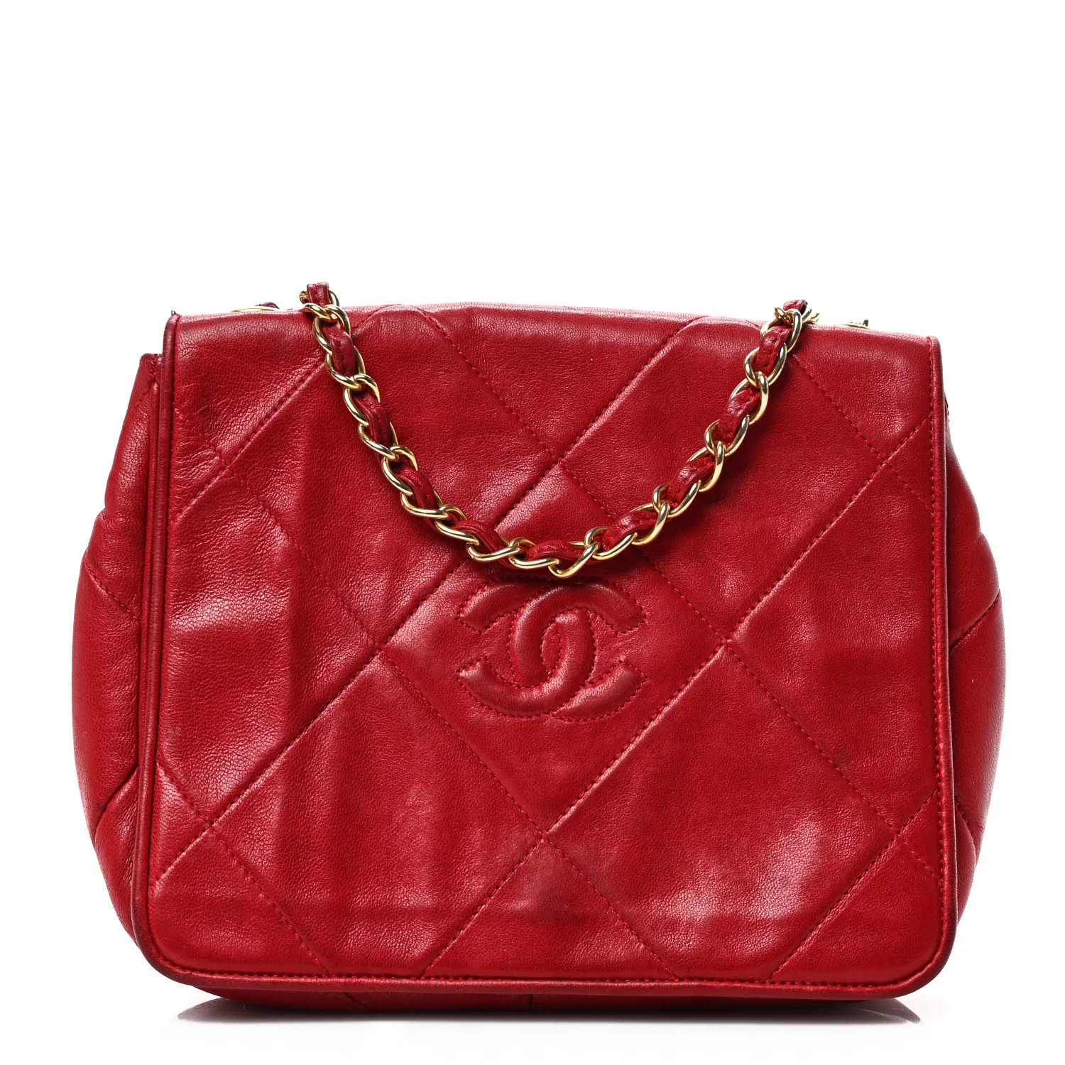 Lambskin Quilted CC Shoulder Bag Red | FASHIONPHILE (US)
