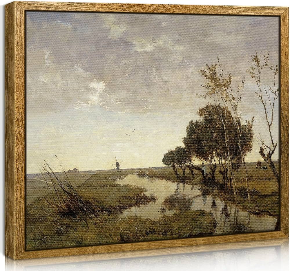 CHDITB Framed Wall Art for Living Room Decor, 8×10in Vintage Painting Prints, Countryside Waterc... | Amazon (US)