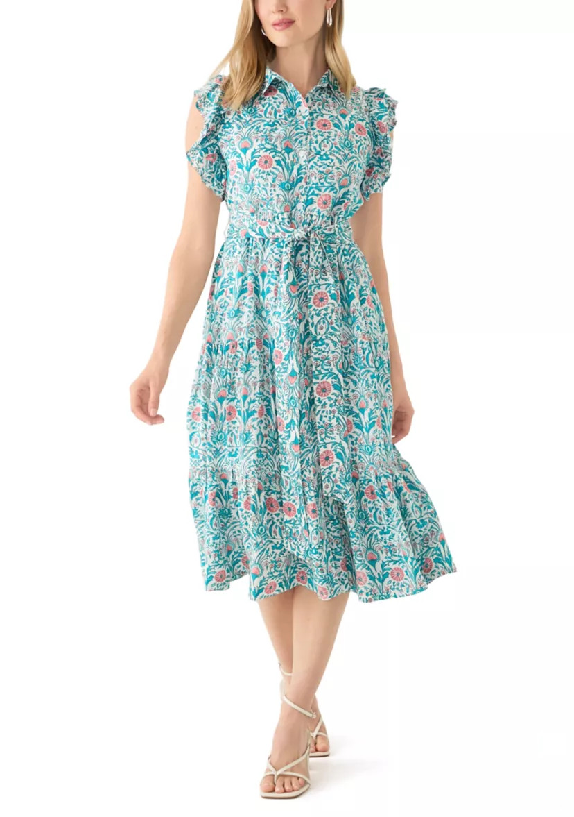 Petite Printed Midi Dress | Belk