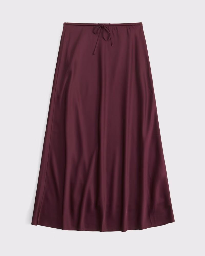 Mid Rise Satin Maxi Skirt | Abercrombie & Fitch (US)