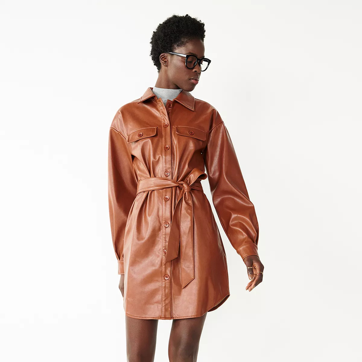 Women's Cara Santana x Nine West Faux-Leather Shirt Jacket | Kohl's