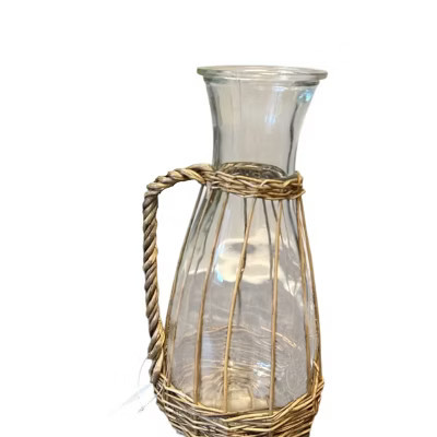 Slickblue Willow Wrapped Glass Pitcher, 10" Tall Rustic Farmhouse Beverage Server for Water or Tea | Target