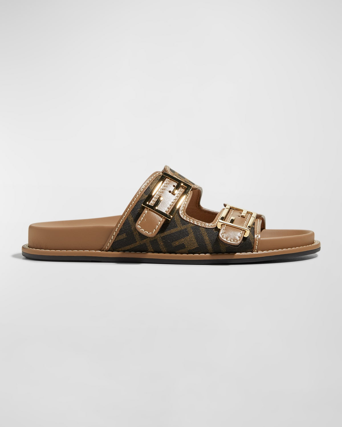 FF Jacquard Dual Buckle Slide Sandals | Neiman Marcus