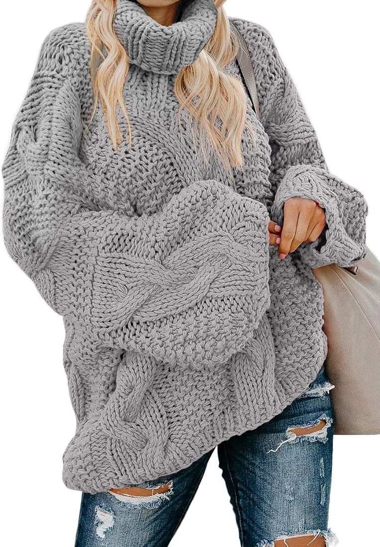 Dokotoo Womens 2023 Loose Oversized Casual Turtle Neck Sweater Pullover Top | Amazon (US)