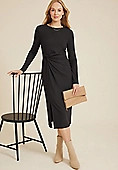 24/7 Knot Front Long Sleeve Midi Dress | Maurices
