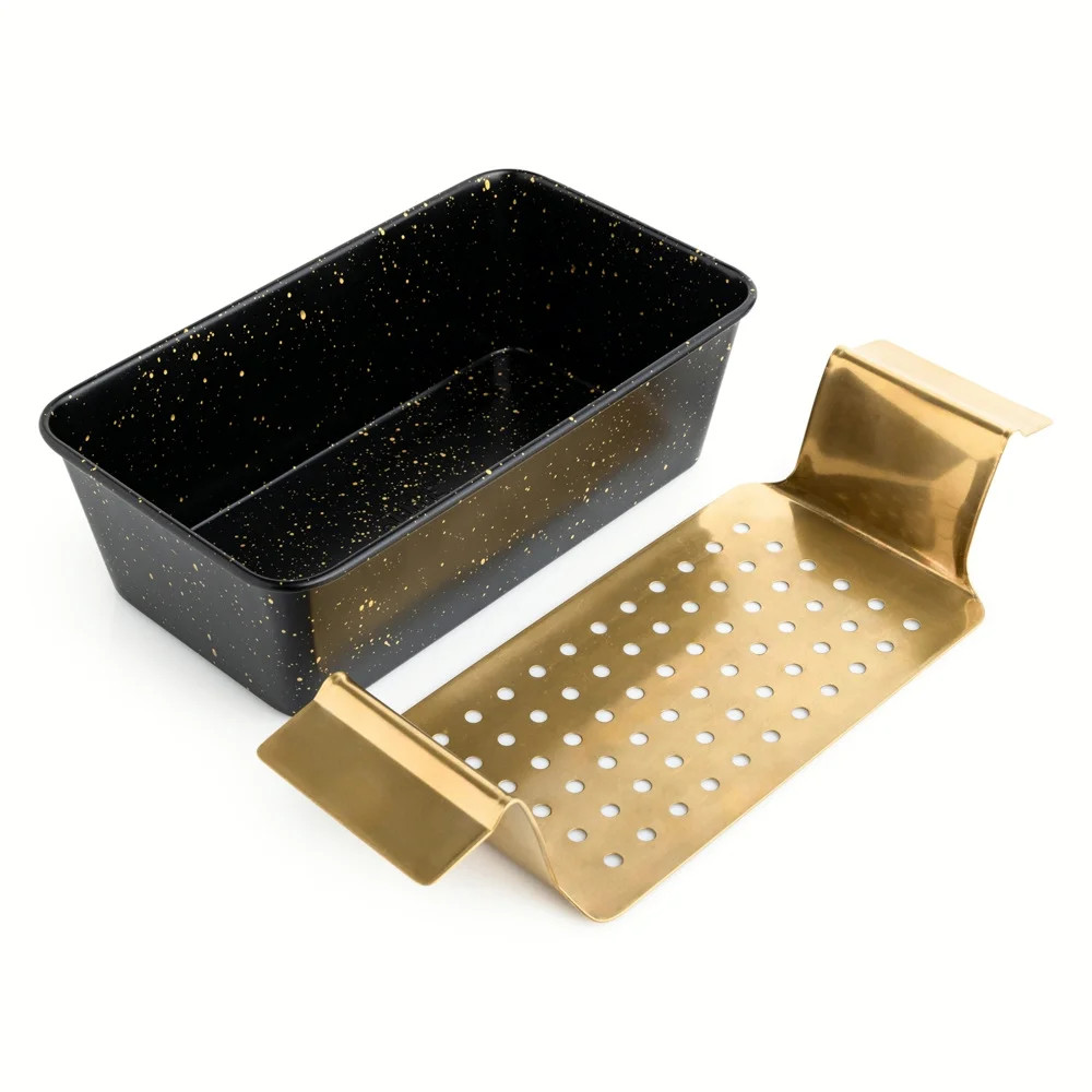 Thyme & Table Loaf Pan Non-Stick with Gold Stainless Steel Trivet - Black & Gold | Walmart (US)