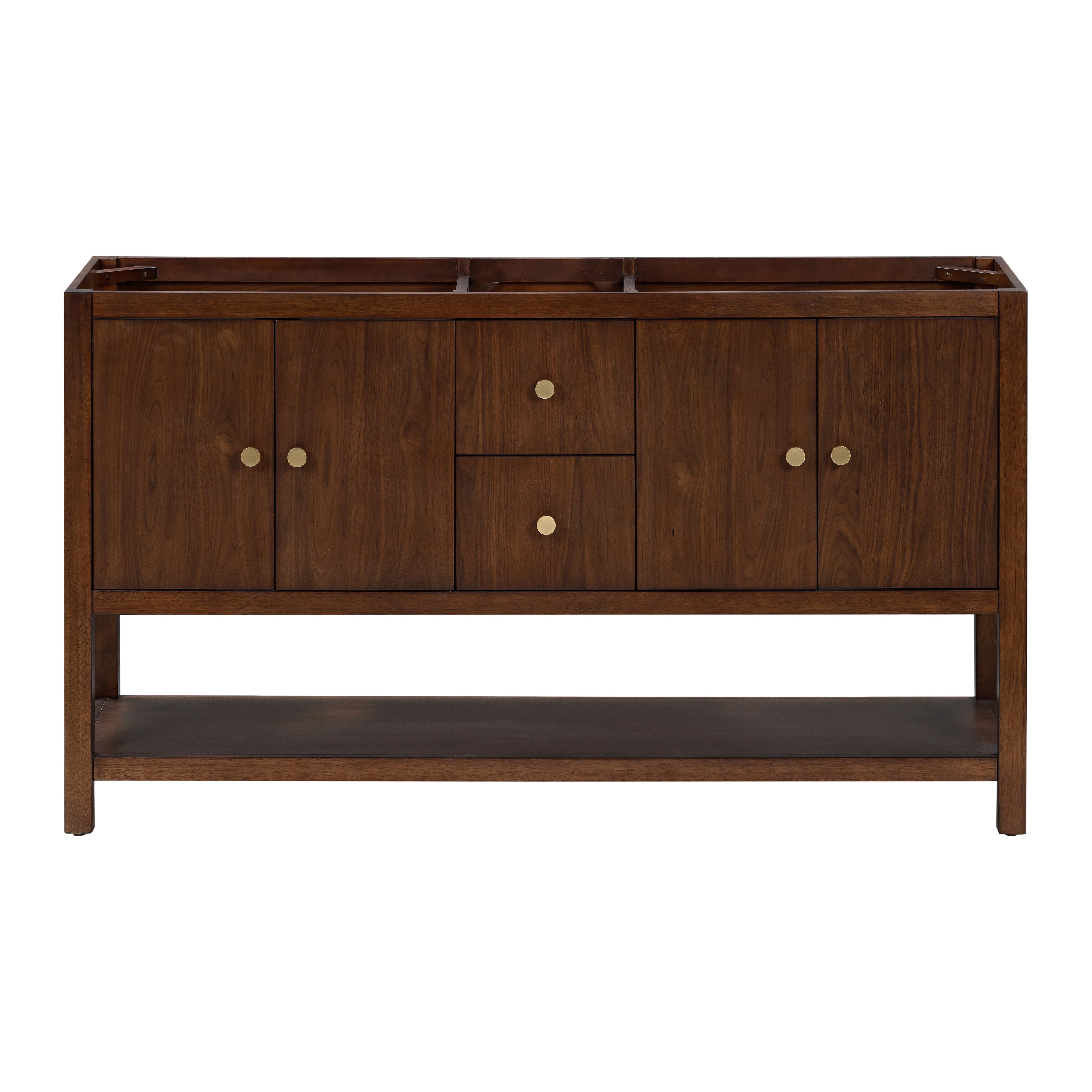 Zoe 60'' Double Bathroom Vanity Base Only in Walnut Finish | Wayfair North America