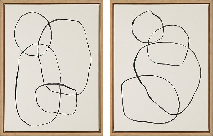 Kate and Laurel Sylvie Modern Circles and Going in Circles Framed Linen Textured Canvas Wall Art ... | Amazon (US)