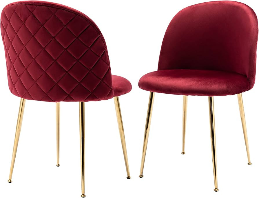 Chairus Dining Chairs Set of 2, Velvet Upholstered Vanity Chair with Gold Metal Legs, Living Room... | Amazon (US)