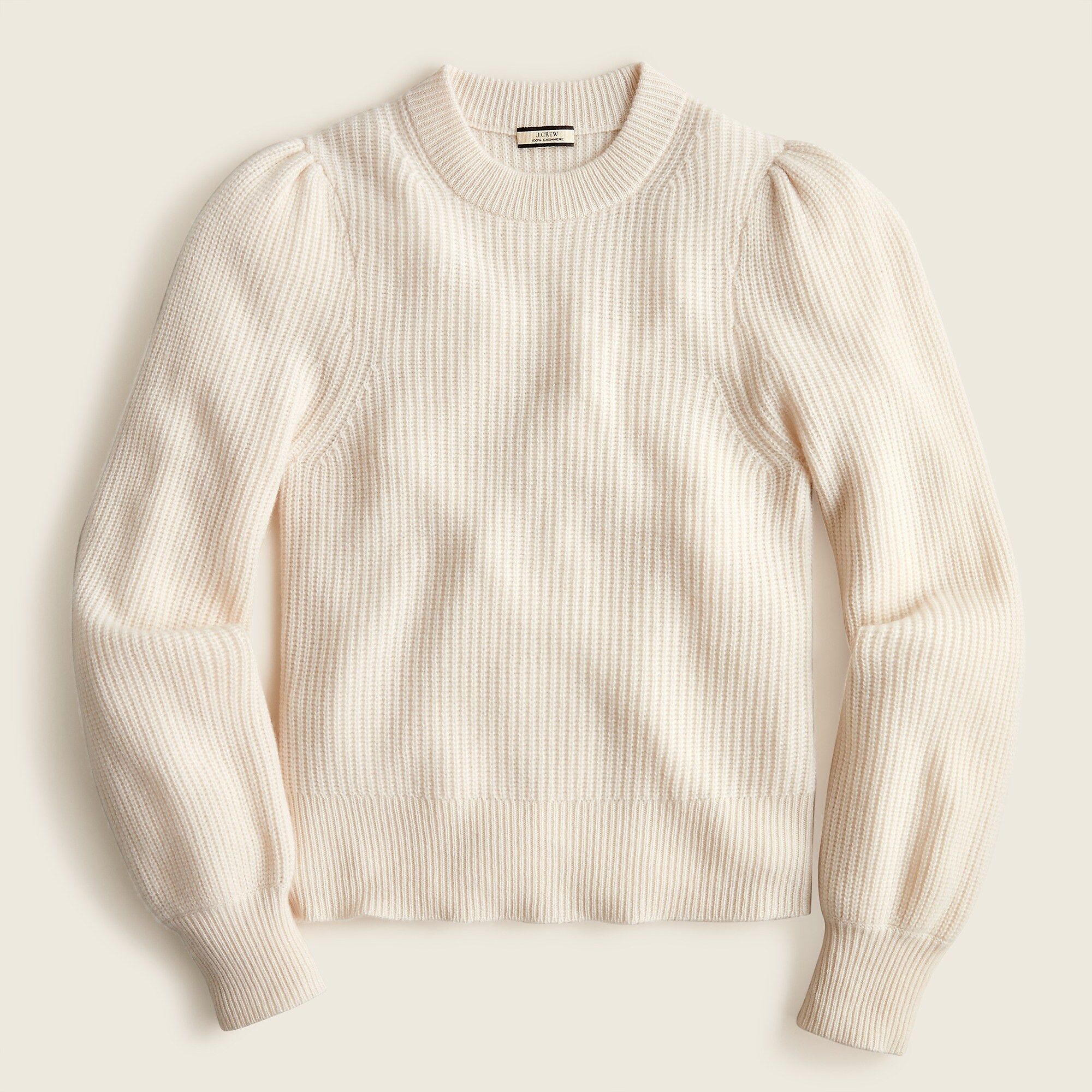 Cashmere puff-sleeve mockneck sweater | J. Crew US