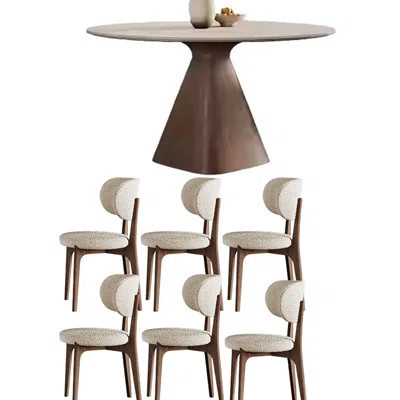 Modern Round Dining Table with Rock Board Top | Wayfair North America