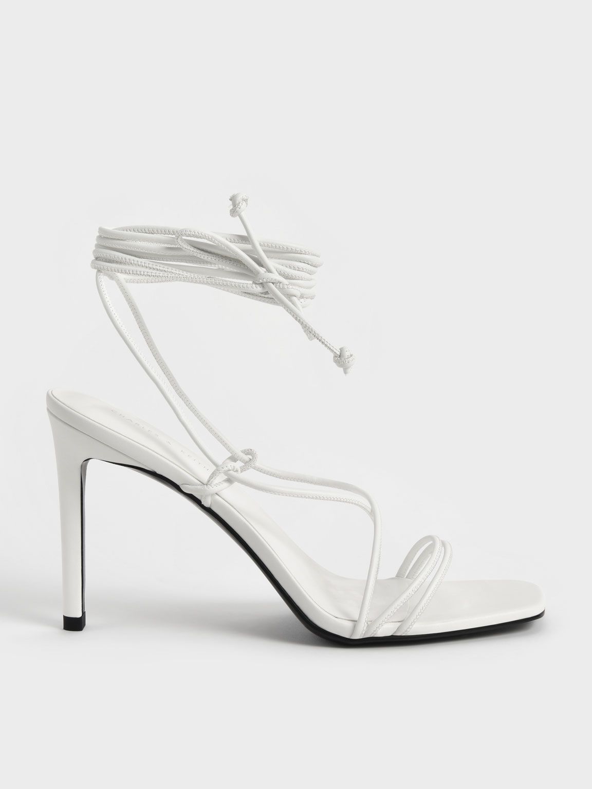 White Strappy Tie-Around Stiletto Sandals | CHARLES &amp; KEITH | Charles & Keith US