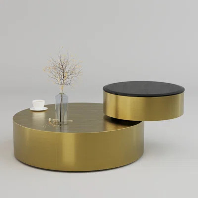 31.5 Inch Coffee Table 2 Tiers Center Table With 360°Swivel Tabletop | Wayfair North America