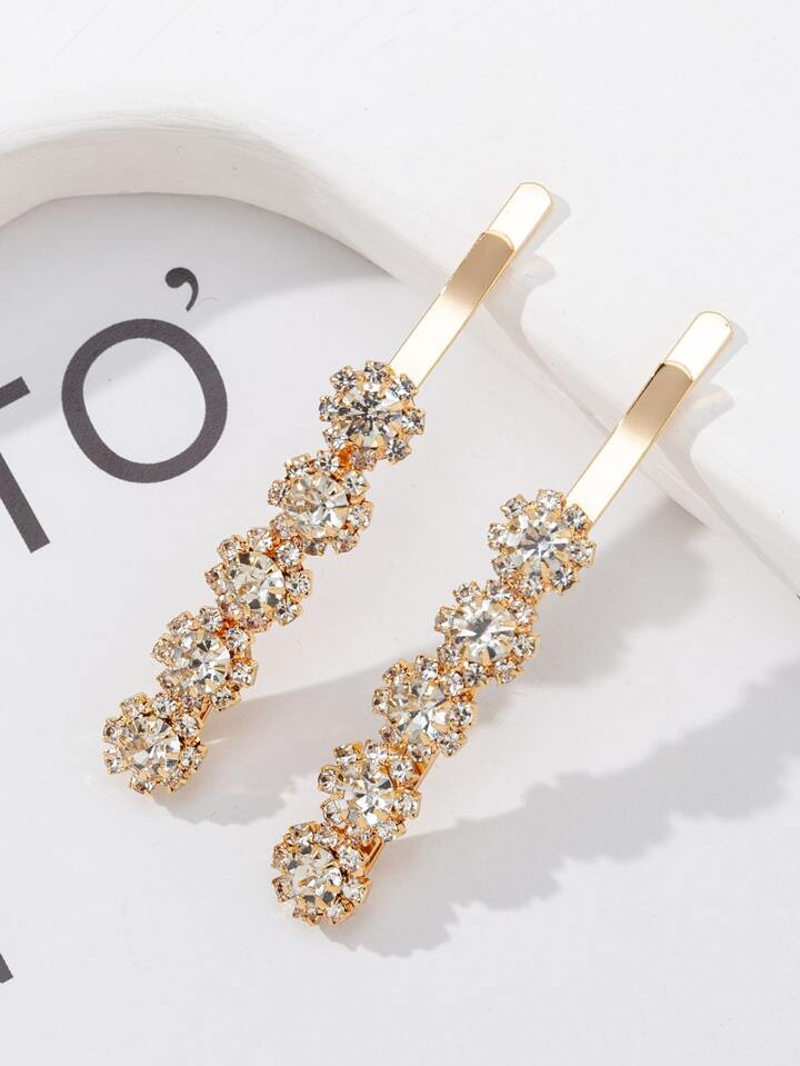 2pcs Cubic Zirconia Decor Bobby Pin | SHEIN