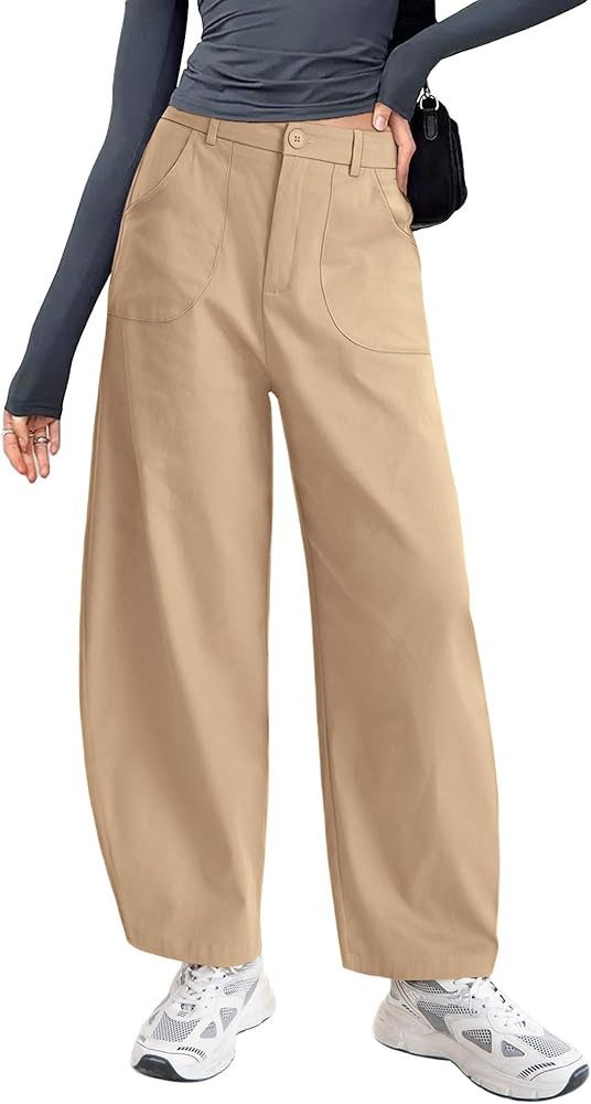 IEEILULU Womens Cotton Pants Casual Capri Baggy Wide Leg Trousers Palazzo Pants for Women with Po... | Amazon (US)