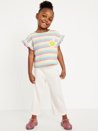 Ribbed Ruffle-Trim Top and Wide-Leg Pants Set for Toddler Girls | Old Navy | Old Navy (US)