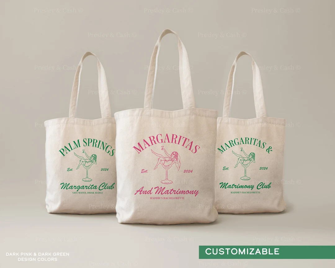 Margs and Matrimony Bachelorette Bag Margarita Tote Bag Final Fiesta Tote Bags Bridesmaids Gifts ... | Etsy (US)