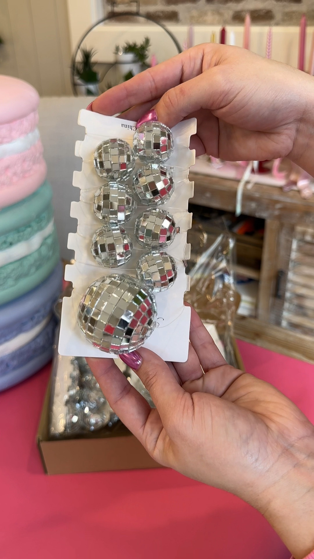 This mini disco ball garland on fishing wire is great for decorating! I’ve used it for Valentine’s, Halloween and Christmas! It’s inexpensive and looks gorgeous when the light hits it.

#LTKFindsUnder50 #LTKSeasonal #LTKVideo