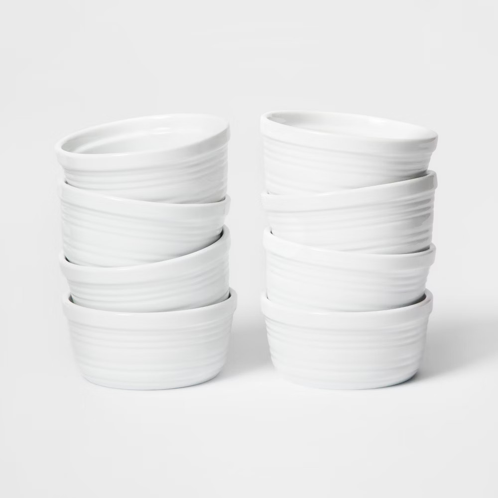 Stripe Ramekin Set of 8 Porcelain - Threshold , White | Target