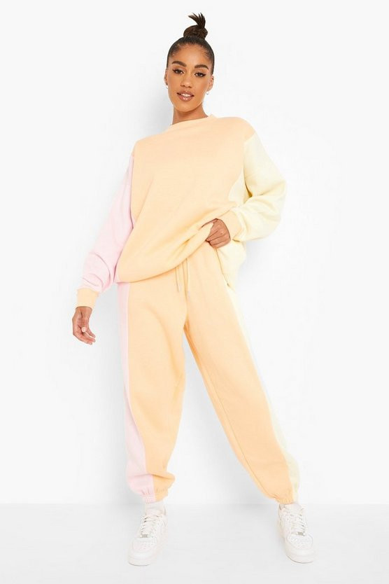 Pastel Colour Block Sweat Tracksuit | Boohoo.com (US & CA)