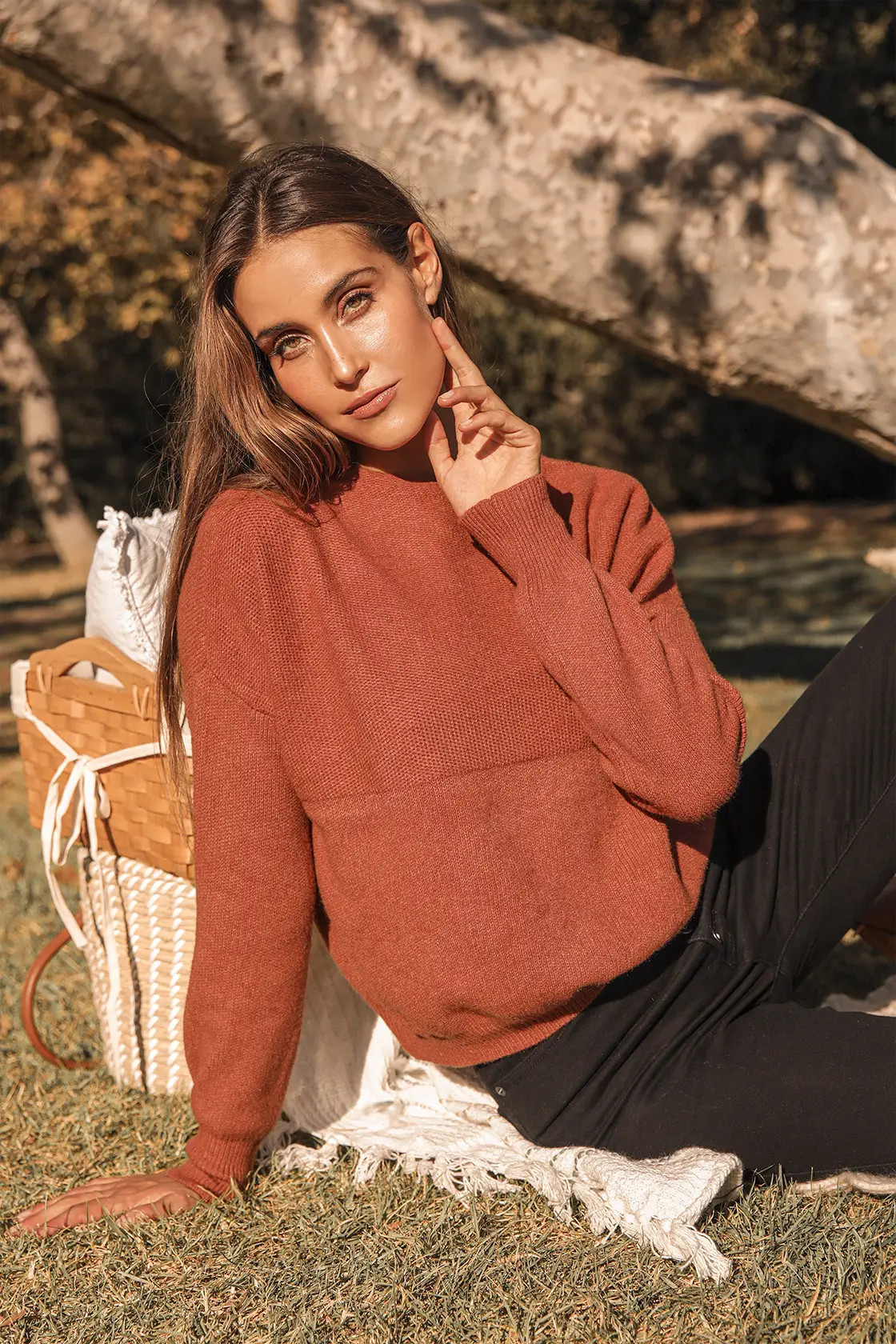 Get With It Rust Red Mock Neck Knit Sweater | Lulus (US)