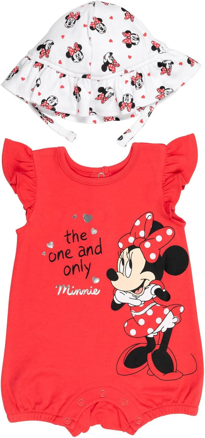 Disney Minnie Mouse Winnie the Pooh Nightmare Before Christmas Baby Girls Snap Romper and Bucket ... | Amazon (US)